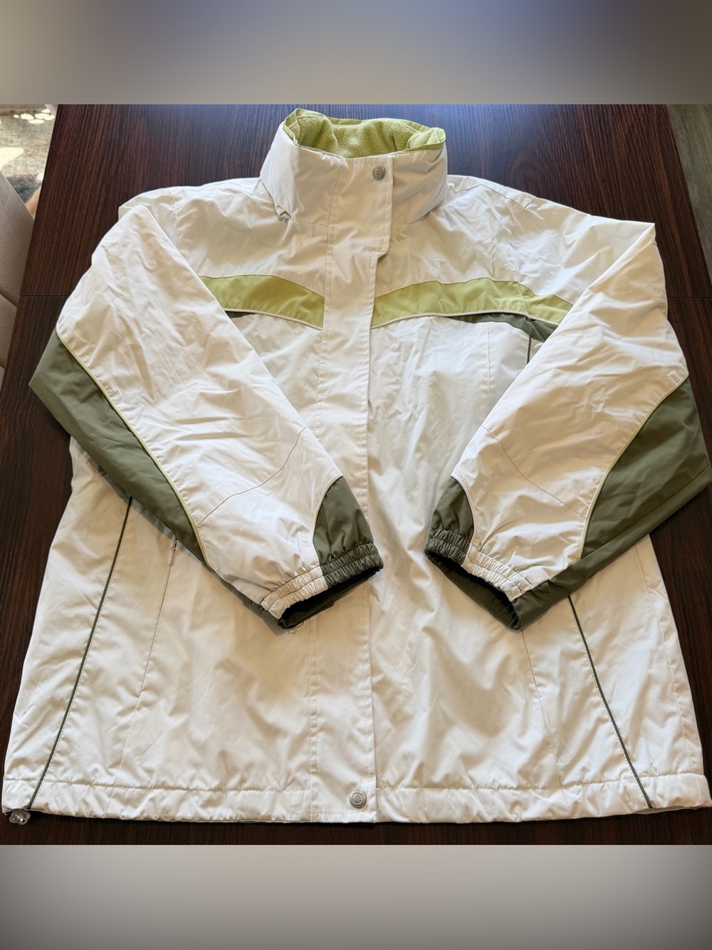 Free Country Radiance Women’s White Green Vintage Y2K Ski Winter Zip Jacket L